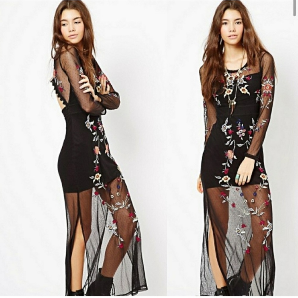 RARE Free People embroidered dress